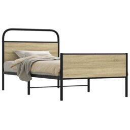 Berkfield Home Bed Frame without Mattress 100x190 cm Sonoma Oak Engineered Wood in Brown - thumbnail 1