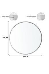 Living and Home 50cm Dia Nordic Round Wall Mirror with White Frame - thumbnail 4