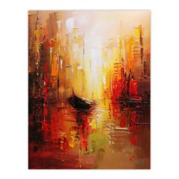 "Artery8 Gondola Canal Abstract Venice Fiery Gold Sunset Wall Art Print in Orange - Size: W18"" x H24""" - thumbnail 1