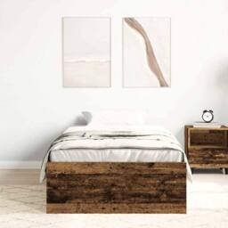 Berkfield Home Bed Frame without Mattress Old Wood 100x200cm Engineered Wood in Brown - Size: 100x200 cm - thumbnail 3