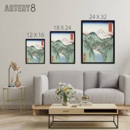 "Artery8 In The Mountains Of Izu Province Framed Canvas Wall Art Print Hiroshige in Green - Size: W12"" x H16""" - thumbnail 4