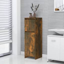 Berkfield Home Stylish Bathroom Cabinet Smoked Oak 30x30x95 cm Engineered Wood in Brown - Size: 30 x 30 x 95 cm - thumbnail 2
