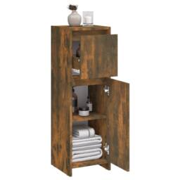 Berkfield Home Stylish Bathroom Cabinet Smoked Oak 30x30x95 cm Engineered Wood in Brown - Size: 30 x 30 x 95 cm - thumbnail 7