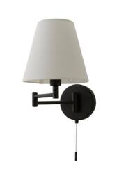ValueLights Sonia Pair of Swing Arm Wall Lights with Taper Linen Shades & Bulbs in Black - thumbnail 7