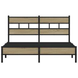 Berkfield Home Elegant Bed Frame Frame Sonoma Oak 150x200 cm King Size Wood in Light Tan - thumbnail 4