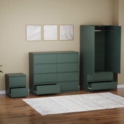 Home Discount Vida Designs Denver Bedroom Set (2 Dr Bedside, 3 Dr Chest, Wardrobe) in Green - thumbnail 5