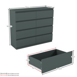 Home Discount Vida Designs Denver Bedroom Set (2 Dr Bedside, 3 Dr Chest, Wardrobe) in Green - thumbnail 3