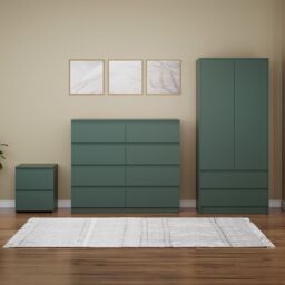 Home Discount Vida Designs Denver Bedroom Set (2 Dr Bedside, 3 Dr Chest, Wardrobe) in Green - thumbnail 7