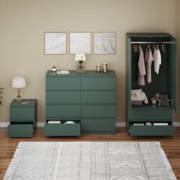 Home Discount Vida Designs Denver Bedroom Set (2 Dr Bedside, 3 Dr Chest, Wardrobe) in Green - thumbnail 8