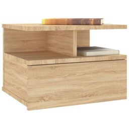 Berkfield Home Floating Nightstand Sonoma Oak 40x31x27cm Engineered Wood in Brown - Size: 40 x 31 x 27 cm - thumbnail 3