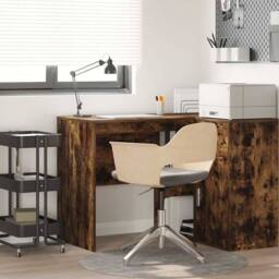 Berkfield Home Modern Writing Desk Smoked Oak Engineered wood Medium Writing Desk in Brown - thumbnail 2