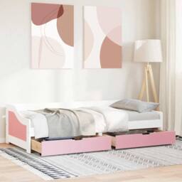 Berkfield Home Beautiful Day Bed with 2 Drawers without Mattress IRUN White&Pink in Pink