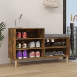 Berkfield Home Shoe Cabinet Smoked Oak 102x36x60 cm Engineered Wood in Brown - Size: 102 x 36 x 60 cm - thumbnail 2