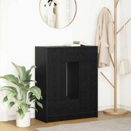 Berkfield Home Sideboard with Drawers & Doors Black Oak 73x31x90 cm - Size: 73 x 31 x 90 cm - thumbnail 2