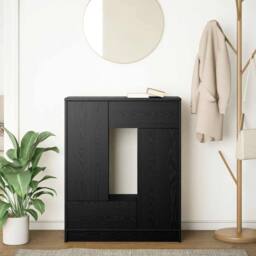Berkfield Home Sideboard with Drawers & Doors Black Oak 73x31x90 cm - Size: 73 x 31 x 90 cm - thumbnail 3