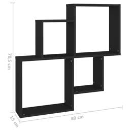 Berkfield Home Wall Cube Shelf Black 80x15x78.5 cm Engineered Wood - thumbnail 6