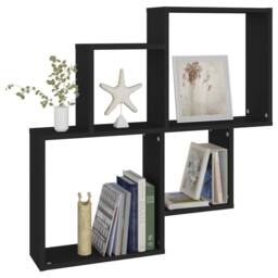 Berkfield Home Wall Cube Shelf Black 80x15x78.5 cm Engineered Wood - thumbnail 5