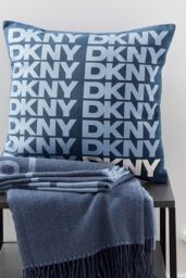 DKNY ' Logo' Cotton Cushion in Blue - Size: 45 cm x 45 cm - thumbnail 2