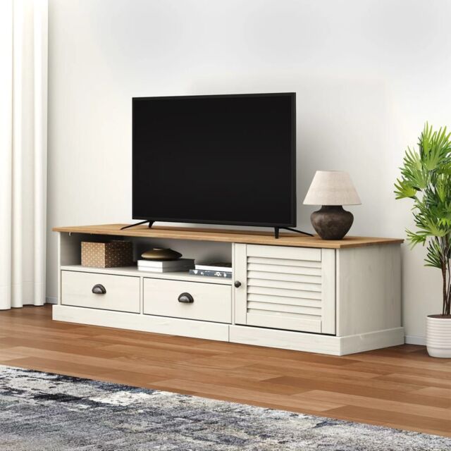 Berkfield Home TV Cabinet VIGO White 156x40x40 cm Solid Wood Pine - Size: 156 x 40 x 40 cm - image 1