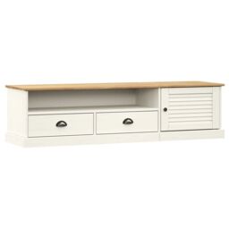 Berkfield Home TV Cabinet VIGO White 156x40x40 cm Solid Wood Pine - Size: 156 x 40 x 40 cm - thumbnail 2