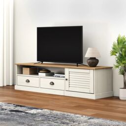 Berkfield Home TV Cabinet VIGO White 156x40x40 cm Solid Wood Pine - Size: 156 x 40 x 40 cm