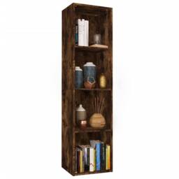 Berkfield Home Book Cabinet/TV Cabinet Smoked Oak 36x30x143 cm Engineered Wood in Brown - Size: 36 x 30 x 143 cm - thumbnail 5