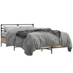 Berkfield Home Bed Frame without Mattress Sonoma Oak 120x190 cm Small Double in Brown - thumbnail 2
