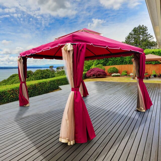 Shatchi Red Gazebo with Nets Aluminium Frame & Powder coated Steel Roof, 3x3x2.75m - image 1