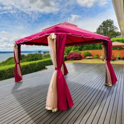Shatchi Red Gazebo with Nets Aluminium Frame & Powder coated Steel Roof, 3x3x2.75m - thumbnail 1