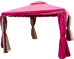 Shatchi Red Gazebo with Nets Aluminium Frame & Powder coated Steel Roof, 3x3x2.75m - thumbnail 4