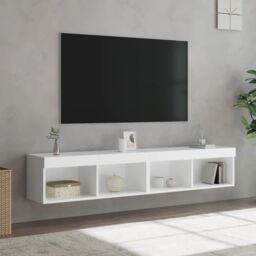 Berkfield Home TV Cabinets with LED Lights 2 pcs White 80x30x30 cm - Size: 80 x 30 x 30 cm - thumbnail 1