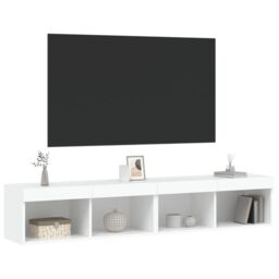 Berkfield Home TV Cabinets with LED Lights 2 pcs White 80x30x30 cm - Size: 80 x 30 x 30 cm - thumbnail 6