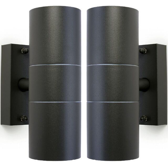 Loops 2 PACK GU10 Anthracite Up & Down Wall Lights Outdoor Twin Dimming Lamp Fitting - image 1