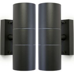 Loops 2 PACK GU10 Anthracite Up & Down Wall Lights Outdoor Twin Dimming Lamp Fitting - thumbnail 1