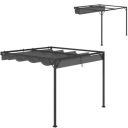 Matteo Grey 3x3m Retractable Pergola with Sliding Canopy - Garden Gazebo - thumbnail 1