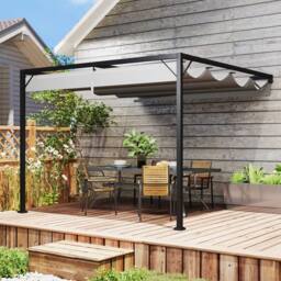 Matteo Grey 3x3m Retractable Pergola with Sliding Canopy - Garden Gazebo - thumbnail 8