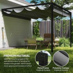 Matteo Grey 3x3m Retractable Pergola with Sliding Canopy - Garden Gazebo - thumbnail 5