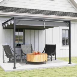 Matteo Grey 3x3m Retractable Pergola with Sliding Canopy - Garden Gazebo - thumbnail 2