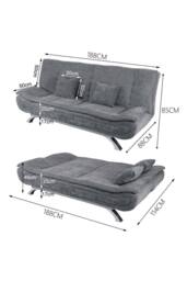 Living and Home 2-Seat Convertibles Sofa Bed with Cushions in Grey - thumbnail 2