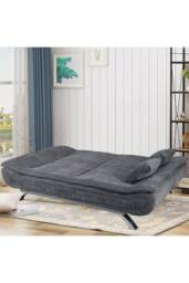 Living and Home 2-Seat Convertibles Sofa Bed with Cushions in Grey - thumbnail 6