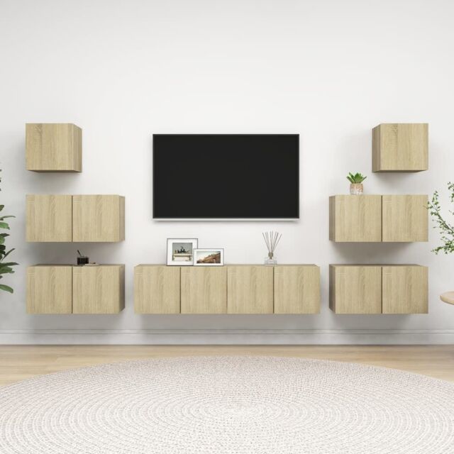 Berkfield Home 8 Piece TV Cabinet Set Sonoma Oak Engineered Wood in Brown - image 1