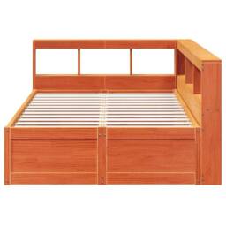 Berkfield Home Bookcase Bed without Mattress Wax Brown 135x190cm Solid Wood Pine - Size: 135x190 cm - thumbnail 5