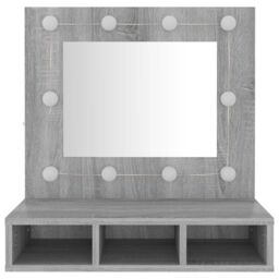 Berkfield Home Mirror Cabinet with LED Grey Sonoma 60x31.5x62 cm - thumbnail 5