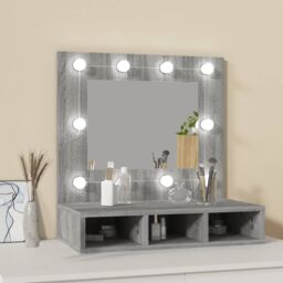 Berkfield Home Mirror Cabinet with LED Grey Sonoma 60x31.5x62 cm - thumbnail 3
