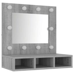Berkfield Home Mirror Cabinet with LED Grey Sonoma 60x31.5x62 cm - thumbnail 4