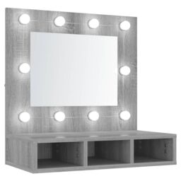 Berkfield Home Mirror Cabinet with LED Grey Sonoma 60x31.5x62 cm - thumbnail 2