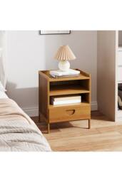 Living and Home Modern Minimalist Style Nightstand Bedside Table with Drawer in Brown
