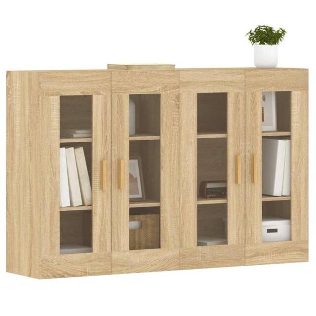 Berkfield Home Wall Mounted Cabinets 2 pcs Sonoma Oak Engineered Wood in Light Brown - image 1