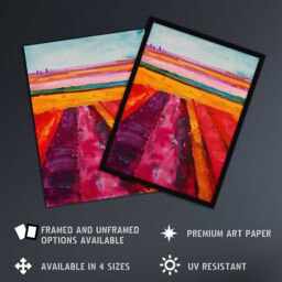 "Artery8 Abstract Red Tulip Fields Oil Painting Pink Bold Wall Art Print in Orange - Size: W24"" x H32""" - thumbnail 2