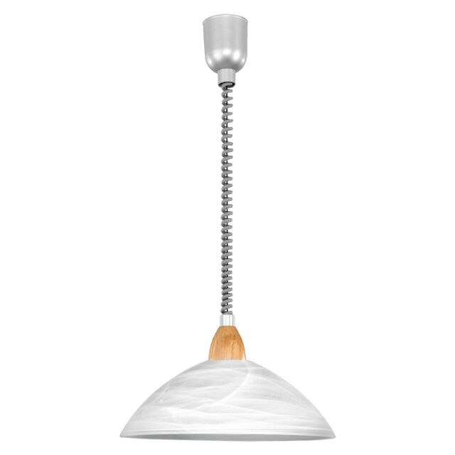 Loops Pendant Light Silver Satin Nickel Beech Shade White Glass Alabaster E27 1x60W in Metallics - image 1